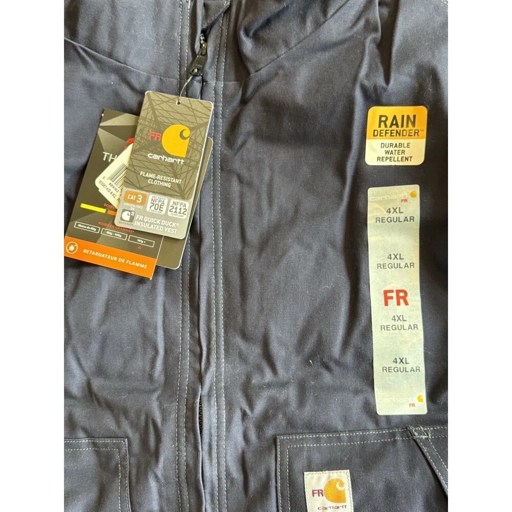 Carhartt Men's 103387 Flame-Resistant Cat 3 Quick Duck Vest Navy Blue 4XL - Picture 2 of 9
